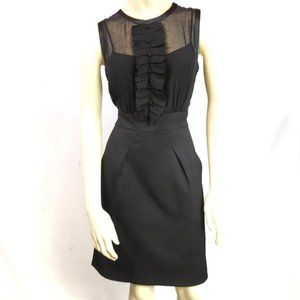 BCBGMaxAzria Tux Ruffle Front Sheer Sheath Dress 4